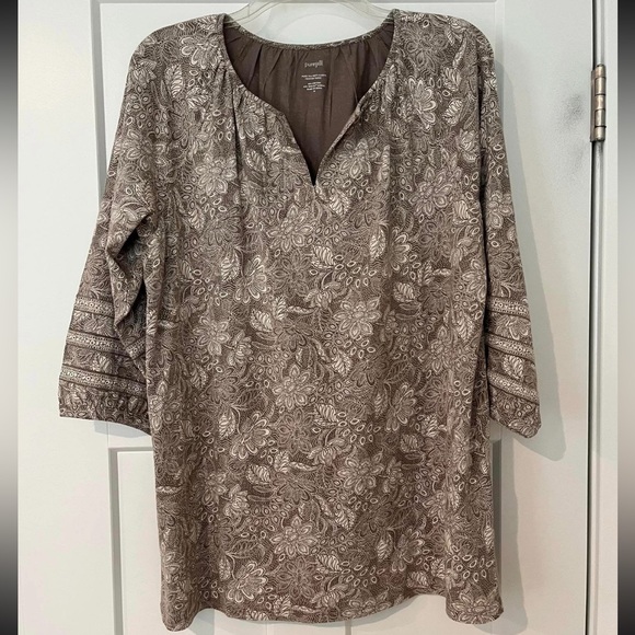 J JILL FLORAL PRINTED TUNIC SIZE MEDIUM. TAN/CREAM NWT! - Picture 4 of 6